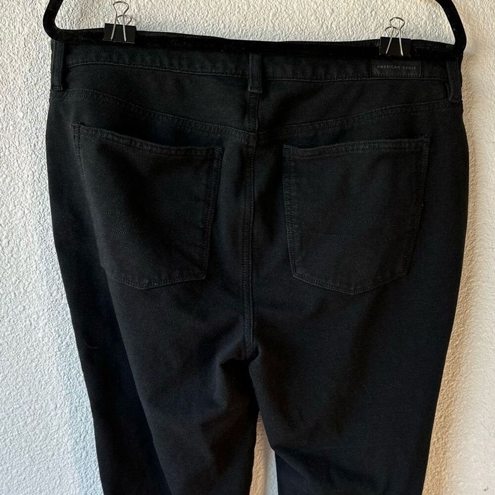 American Eagle Next Level Stretch Pants Women's16L Black Belt Loops Button Zip - Picture 11 of 11
